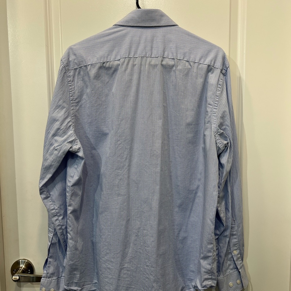 Michael Kors Slim Fit Dress Shirt, Tight Blue Check Pattern, 17-34/35 - Picture 8 of 9